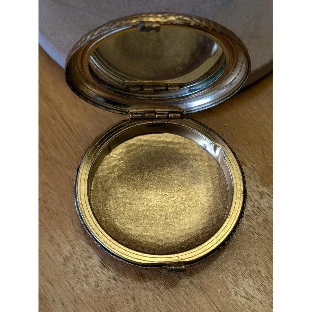 Vintage Revlon Touch & Glow Gold Tone Textured Compact Mirror Empty For Refill